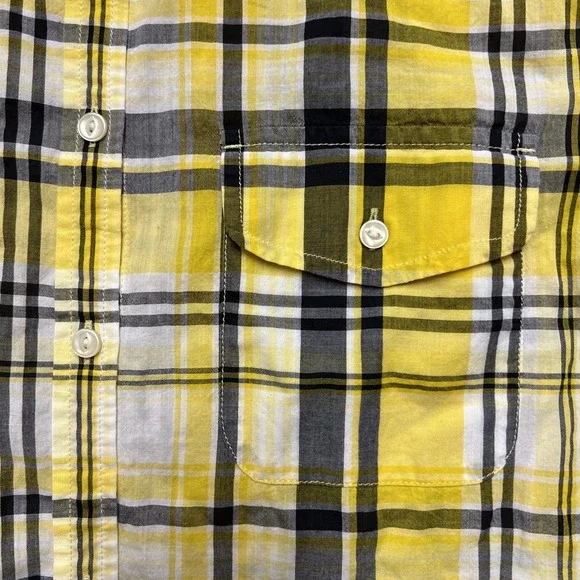 LRL Lauren Jeans Co Womens Plaid Shirt Button Up Size XL Yellow Lightweight - Picture 3 of 9